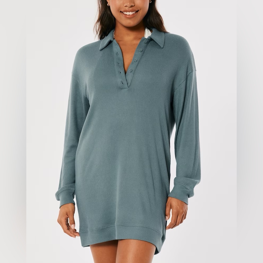 VIRAL Hollister Gilly Hicks Cozy Ribbed Polo Dress